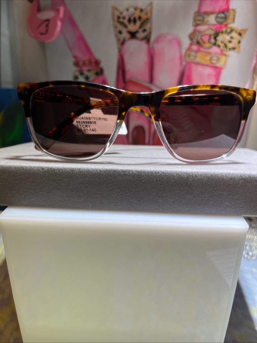 M America MU406 Fashion Square Sunglasses Tortoise Crystal 52-21-140 NWT